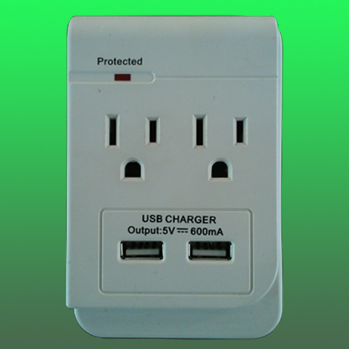 Wall duplex standard receptacles with USB charging outlet