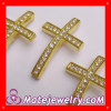 Gold Plated Rhinestone Crystal Sideways Cross Connectors For Bracelets