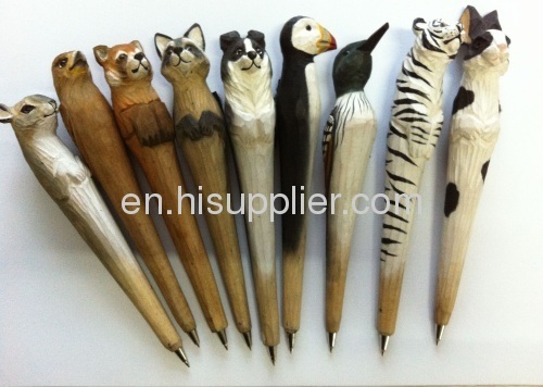 hot sale wooden carving animal ballpoint pen