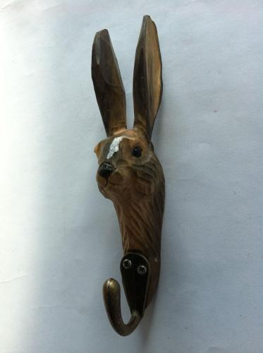 wooden carved rabbit hook