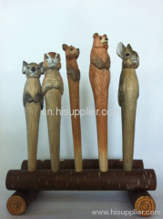 2013 wooden carved animal shape ball pen