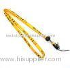 Yellow Conference Lanyard With Adjust Hook, Mobile Phone Polyester Tubular Lanyards