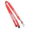 Red Tubular Lanyard, Custom Printed Polyester Tube Lanyards With Adjustable Ball, Crimp