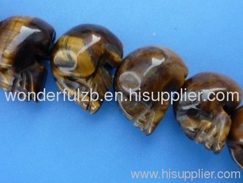 natural yellow tiger eye skull beads