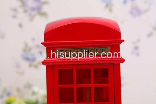 Retro red telephone booths simulation wooden music box 