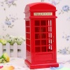 Retro red telephone booths simulation wooden music box