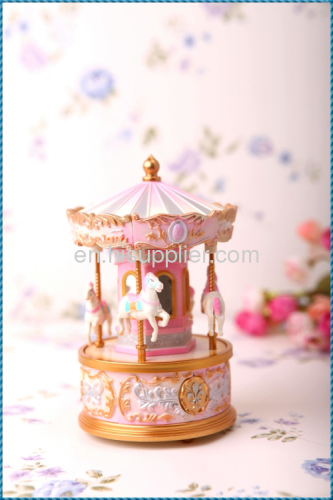 Plastic exquisite small Carousel music box carousel music box