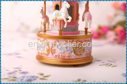 Plastic exquisite small Carousel music box carousel music box