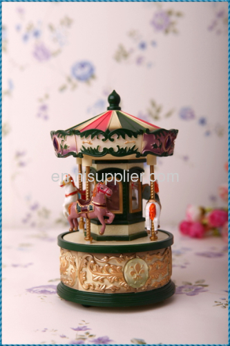 Plastic exquisite small Carousel music box carousel music box