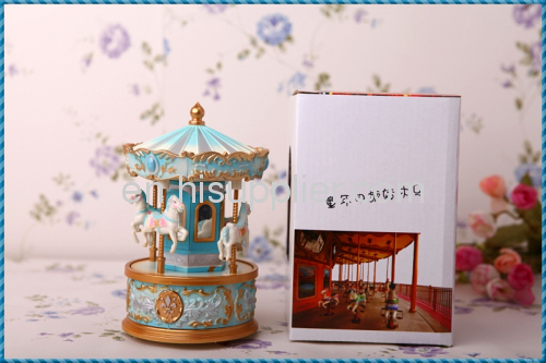 Plastic exquisite small Carousel music box carousel music box