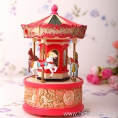 Plastic exquisite small Carousel music box carousel music box