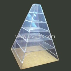 Pyramid-shaped acrylic 7-lyer countertop showcase