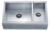 Stainless steel double bowls zero radius apront front farmhouse sink