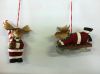 HANDMADE WOOD CARVING SANTA SPORTS MOOSE