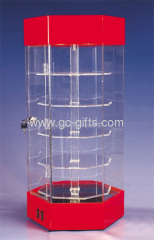 Rotary countertop acrylic display showcases with 5 shelves