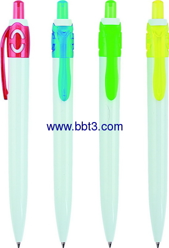 Plastic promotional ballpoint pen with color accessories