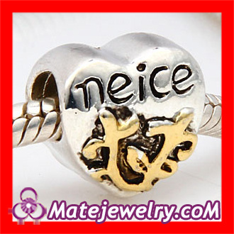 2013 New Silver Plated european Heart Shaped Message Charm Neice