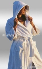 Women's White Terry Hooded Bathrobe