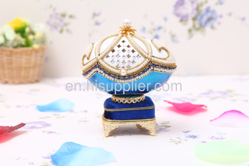 European royal egg carving music box hollow egg carving jewelry box