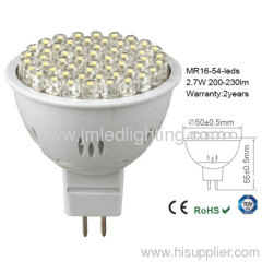 mr16 led spot light 2.7w 210lm plastic cup