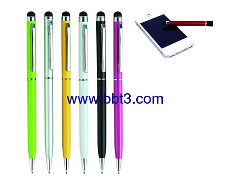 Promotional Slim Metal Stylus ballpint pen with colorful body