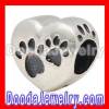 Cheap Sterling Silver european Heart Footprint Paws Charm Bead Wholesale