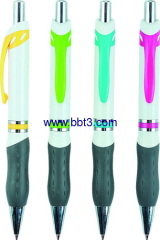 Promotion ballpen with white barrel and rubber grip