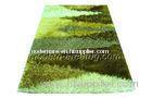 Green Polyester Patterned Shaggy Rugs, Washable Anti-slip Fluffy Rug Customized