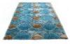 Custom Abstract Pattern Polyester Shaggy Rug, Blue / Green Patterned Shaggy Rugs