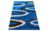 Modern Contemporary Blue Polyester Patterned Shaggy Rugs, Bedside Shaggy Rug