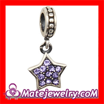 925 Silver December Birthstone Tanzanite Crystal european Star Dangle Charm