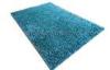 Contemporary Design Blue Polyester Shaggy Pile Rug, Mothproof Stain Repellent Modern Area Rugs