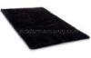 Black Polyester Shaggy Soft Fluffy Pile Rug, Contemporary Area Rugs Latex Cotton Canvas Backing