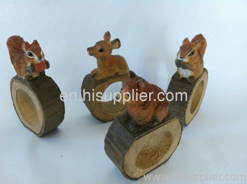 2013 wooden carving animal napkin ring