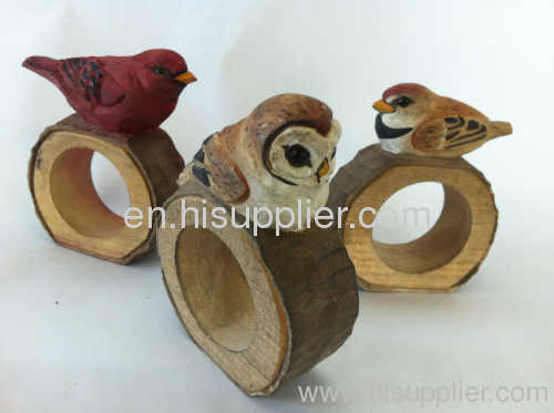 100% handmade wooden carved animal napkin ring