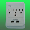 US 3outlet USB wall mounted adaptor with surge protector, 3 NEMA5-15 receptacles
