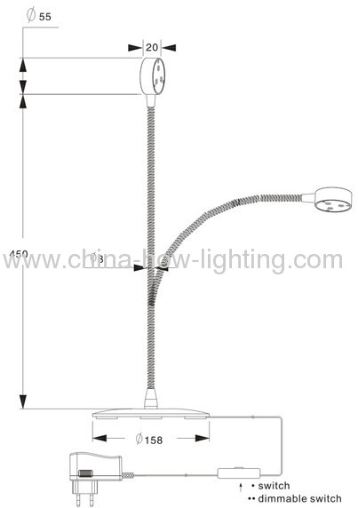 3W Aluminium LED Reading Lamp with Constant Current Driver DC350mA