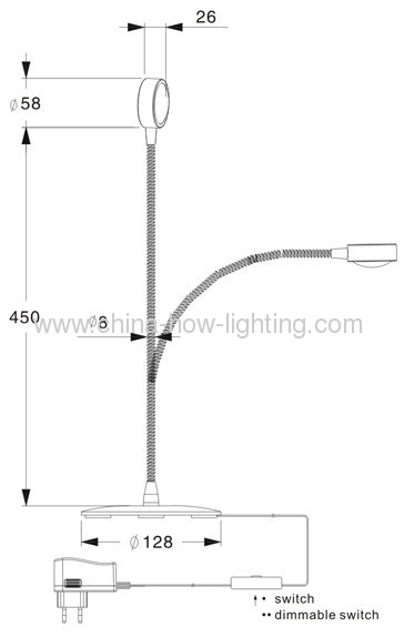 Aluminium LED Reading Lamp IP20 with 3528SMD Epistar Chips