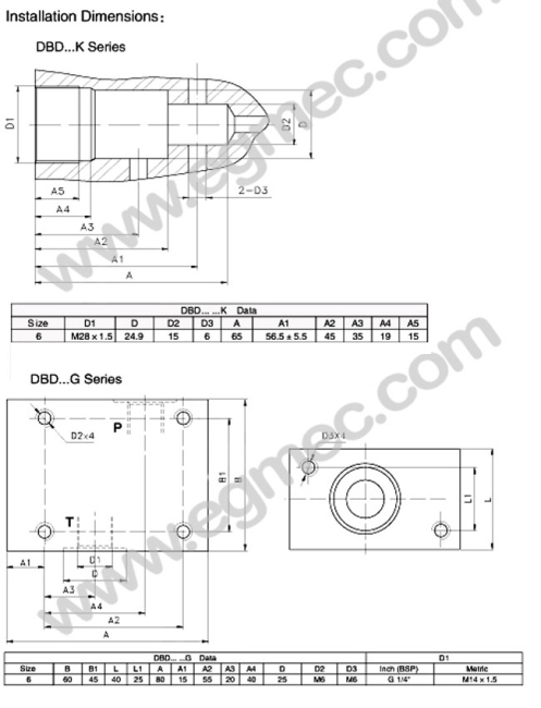 DBD6G 97/23/EC Tested Direct Acting G1/4Threaded Connection Pressure Adjustment Relief Valve 