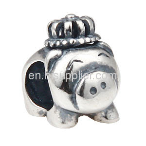 Wholesale 925 Bracelets Cute Animal european Silver Pig Charm Beads 