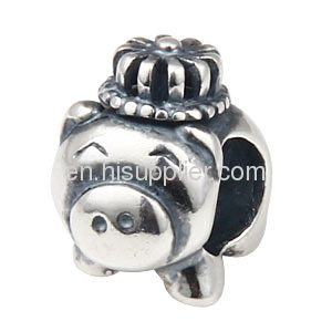 Wholesale 925 Bracelets Cute Animal european Silver Pig Charm Beads 