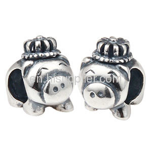 Wholesale 925 Bracelets Cute Animal european Silver Pig Charm Beads 