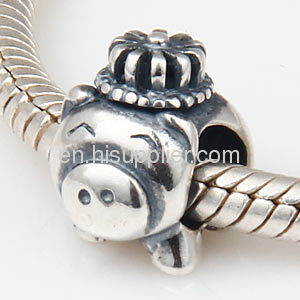 Wholesale 925 Bracelets Cute Animal european Silver Pig Charm Beads 