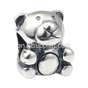 Wholesale 925 Sterling Silver Animal european Teddy Bear Charm Beads