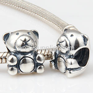 Wholesale 925 Sterling Silver Animal european Teddy Bear Charm Beads