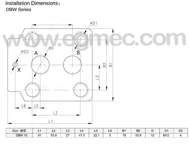 Rexroth DBW10 5X Pilot Operated Pressure Adjustment Relief Valves DIN 24340 Porting Pattern