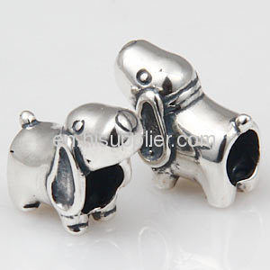 Wholesale 925 Silver Animal Beads european Dog Charm Fit Bracelets