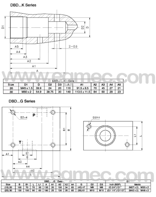 DBD20G CE Certificated Rexroth Threaded Connection G1Direct Operated Pressure Relief Valve