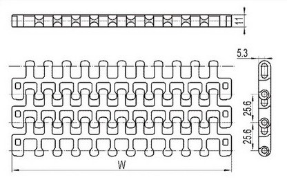 Radius flush grid conveyor belt (RW-M2540)