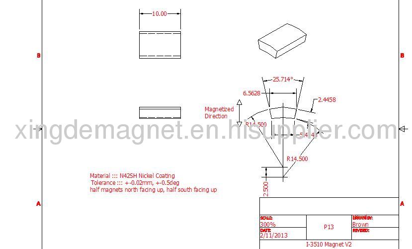 42SH NdFeB Rare Earth Magnets Segment